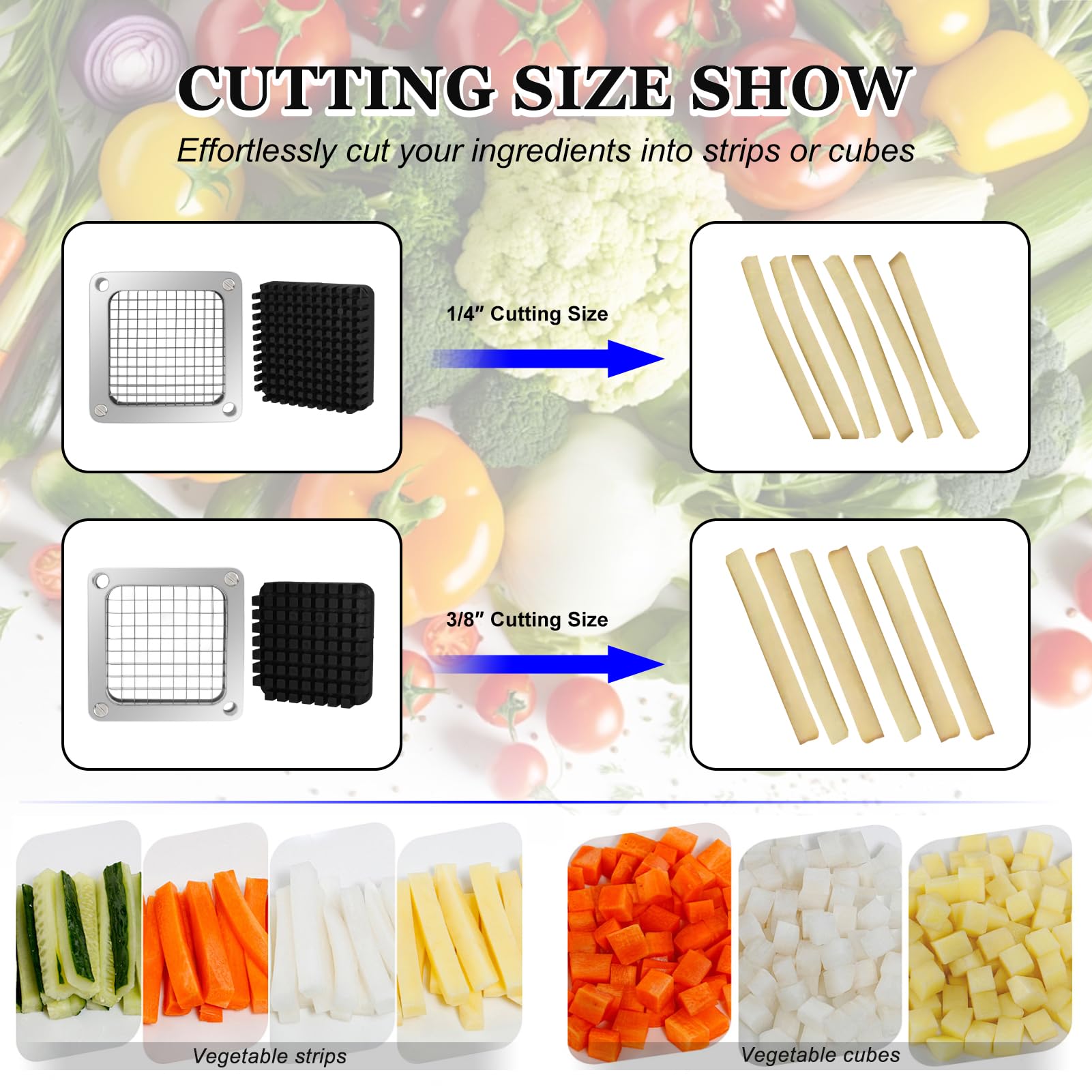 BSTSLL 1/4" and 3/8" Replacement Dicer Chopper Blade with Pusher Block