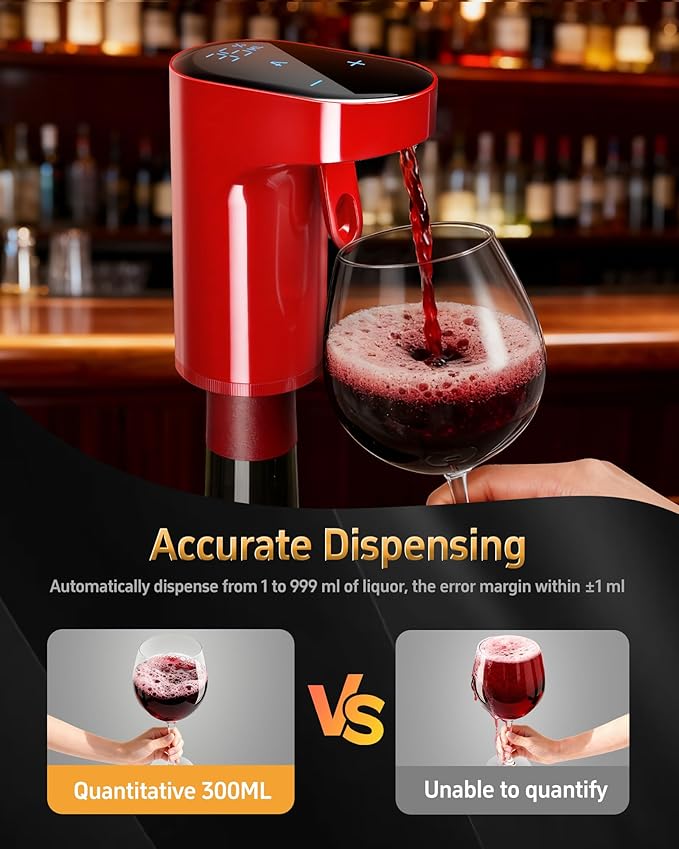 5 in 1 Wine Aerator Whiskey Dispenser,Liquor Decanter, Alcohol Pourer-Red