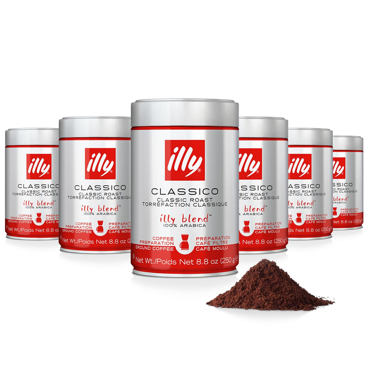 illy Ground Moka Coffee, Classico Medium Roast, 8.8 oz