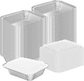 8.3"x6.2" 2.25LB Disposable Tin Foil Pans with Plastic Lids, 100 PACK