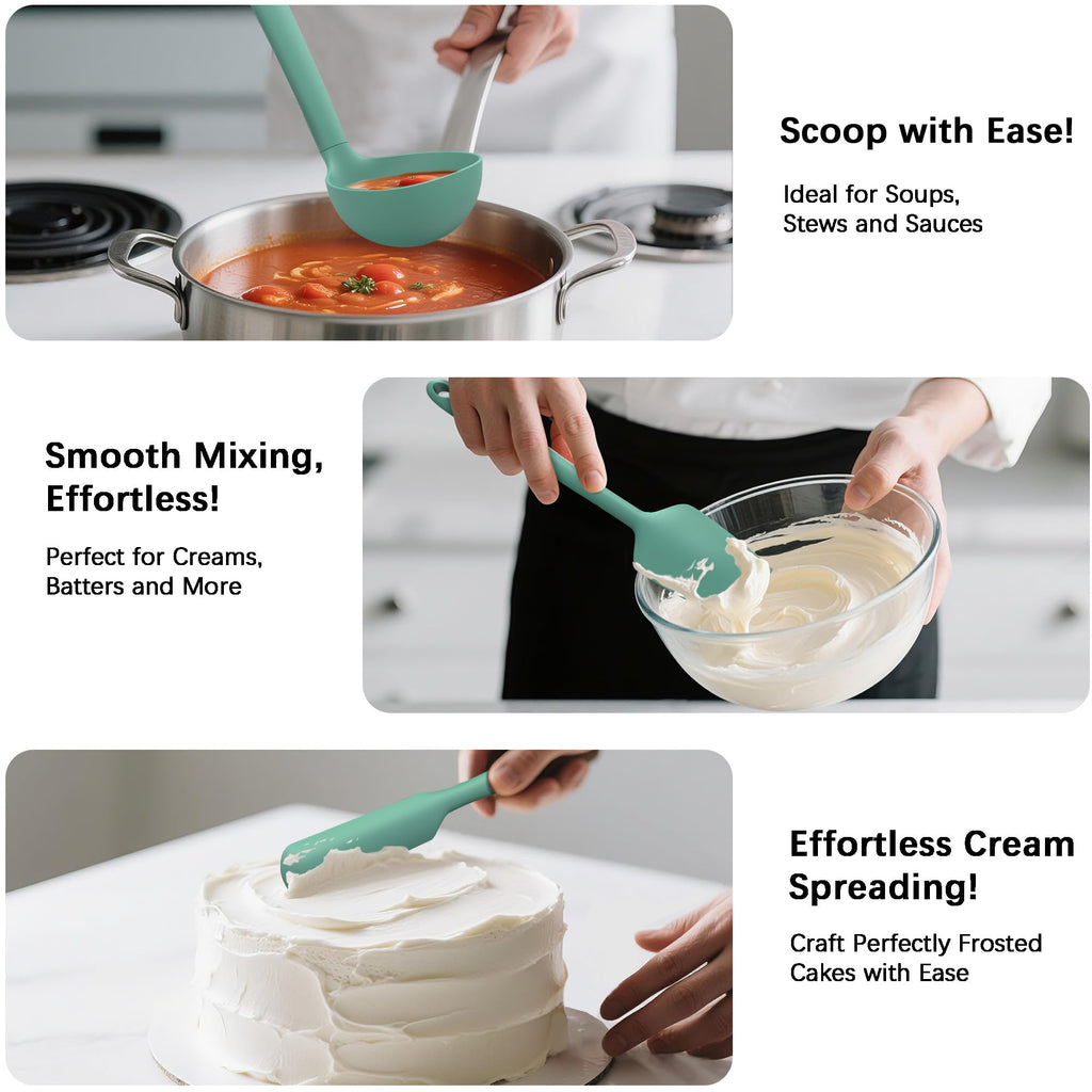 Coukre Silicone Kitchen Cooking Utensils Set, Heat Resistant, 14-Piece
