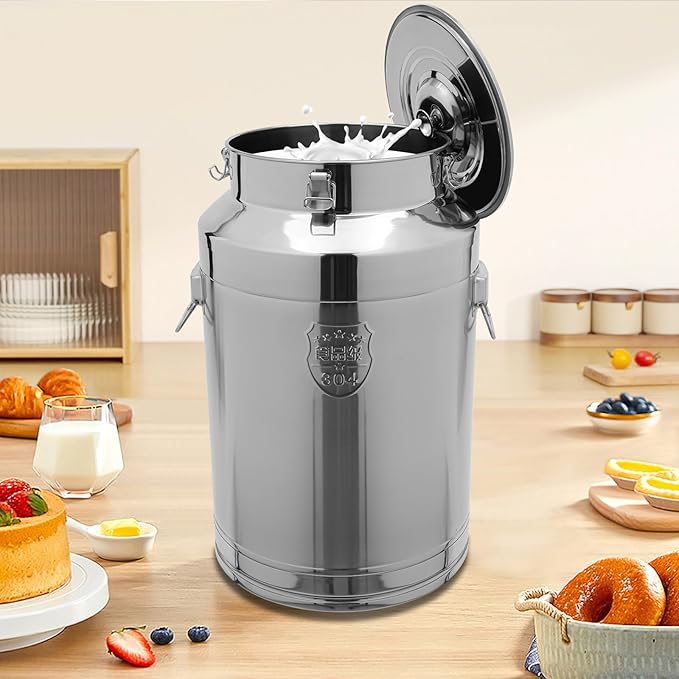 Fifizoo 304 Stainless Steel Milk Can - 20 Gallon (76 Liter) Heavy Duty Airtight Food Storage Container for Milk, Wine, Oil - Ideal for Home, Farm, and Commercial Use