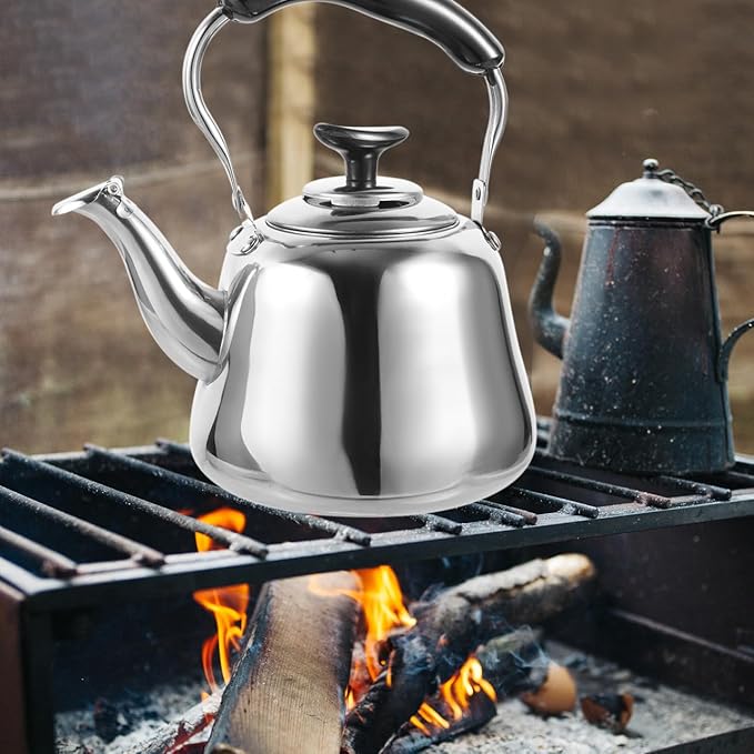 Luxshiny Whistle Teakettle 1 Liter Stainless Steel Stove Top Water Kettle with Filter Screen for Boiling Water and Tea Brewing