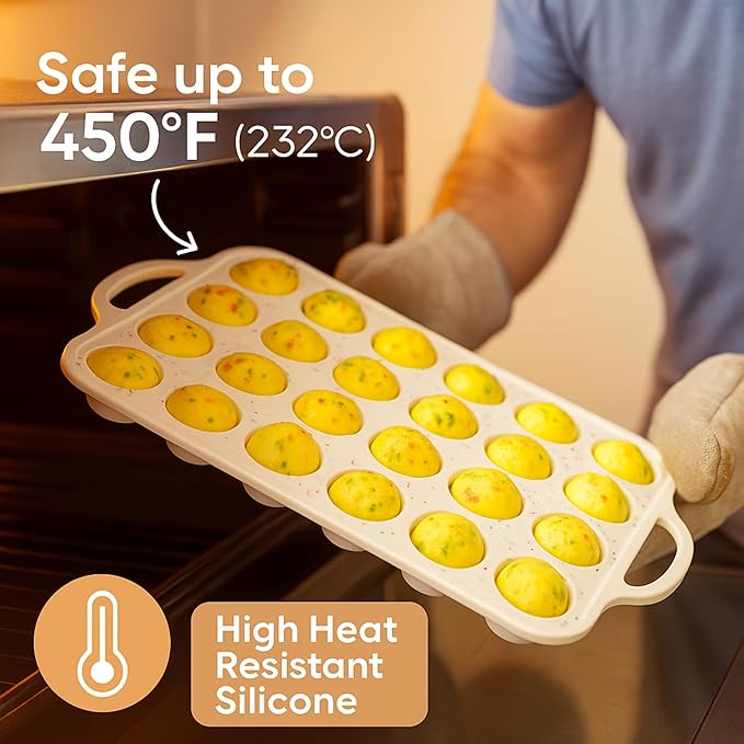 Silicone Mini Muffin Pan, 24 Cup 2 Pack with Metal Reinforced Frame