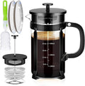 YMMIND French Press Coffee Maker 304 Stainless Steel Coffee Press,with 4 Filters System, Heat Resistant Thickness Borosilicate French Press Glass, BPA-Free Brewed Tea Pot Coffee Plunger(Copper 12oz)