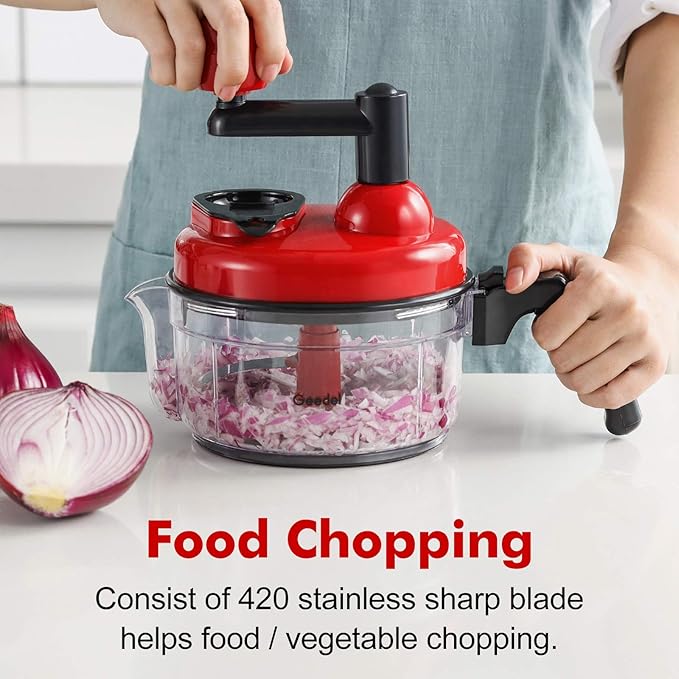 Geedel Large Food Chopper Vegetable Chopper, Manual Food Processor, 3 Cups
