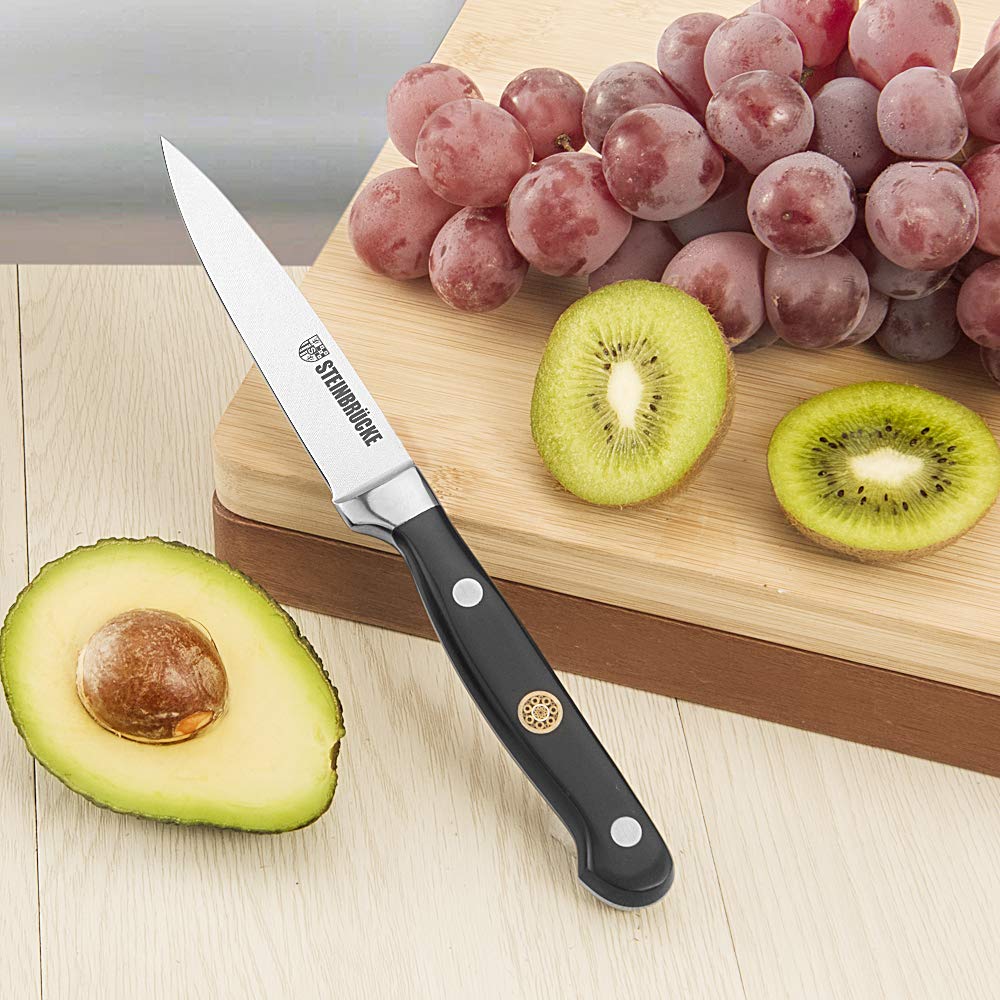 Gioventù Paring Knife 4 inch - Small Kitchen Knife Forged from German Stainless Steel 5Cr15Mov (HRC58), Full Tang, Sharp Paring Knives for Cutting, Peeling, Slicing Fruits and Vegetables