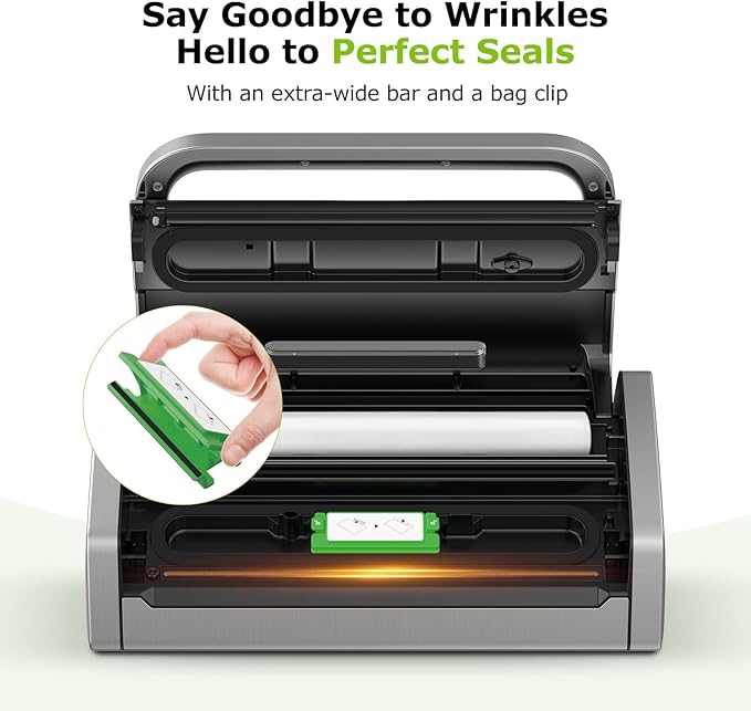 Bonsenkitchen Vacuum Sealer with Easy Handle Design,1 Bag Roll & 10 Bags