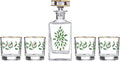 Lenox Holiday 5-Piece Whiskey Christmas Decanter and Glass Set