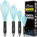 HOTEC 4 Pieces Silicone Whisks Set, Wire Balloon Whisks for cooking Egg Beater, Non-slip Handle Whisk for Non-stick Cookware Perfect for Cooking, Stirring, Beating and Blending,Blue