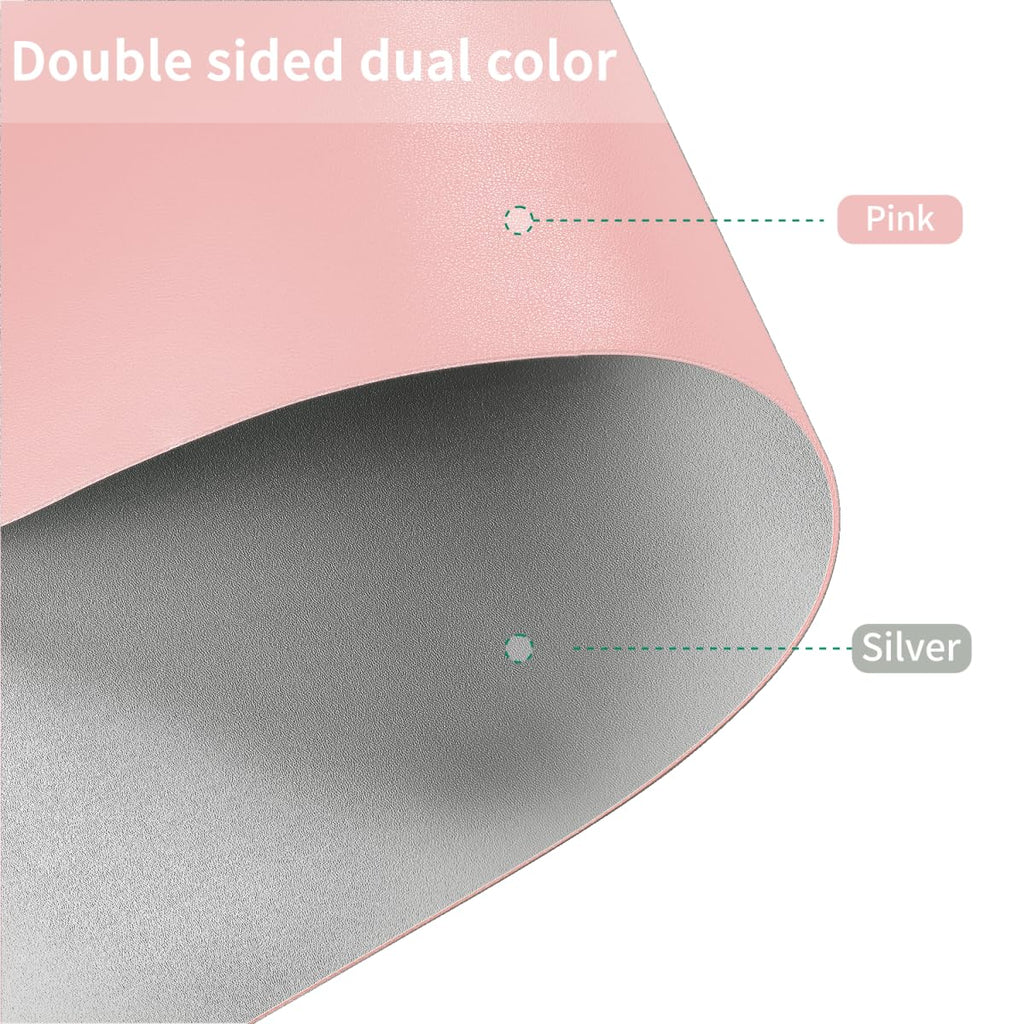 Zinkooat Desk Pad Mat - 24x60 Inch Waterproof Easy to Clean Can Conceal Flaws Protector The Table Top from Scratches Used for Coffee Table Office Table Dresser(Pink+Silvery 24x60)