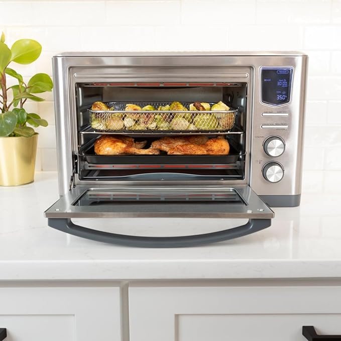 Kenmore Digital 11-In-1 Air Fryer Toaster Oven Combo 25 Qt Convection Rotisserie Dehydrator Bake Broil 1800 Watts 80°-450°F Temp Controls Top & Bottom Heater Adjustments Stainless Steel Large Capacity