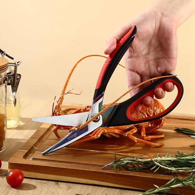 LIVINGO 9.5" Heavy Duty Kitchen Scissors Titanium Coated Poultry Shears
