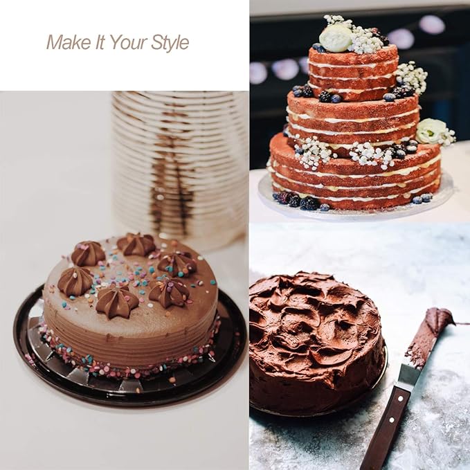 PUCKWAY 4 PCS Cake Decorating Icing Spatula set with 4, 6, 8 & 10 Inch Stainless Steel Blade, Wood Handle Frosting Spatulas and Cake Stripping Tool