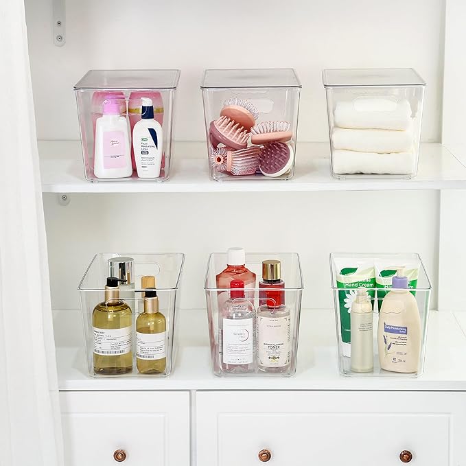 Vtopmart 6 Pack Clear Stackable Storage Bins with Lids, XLarge