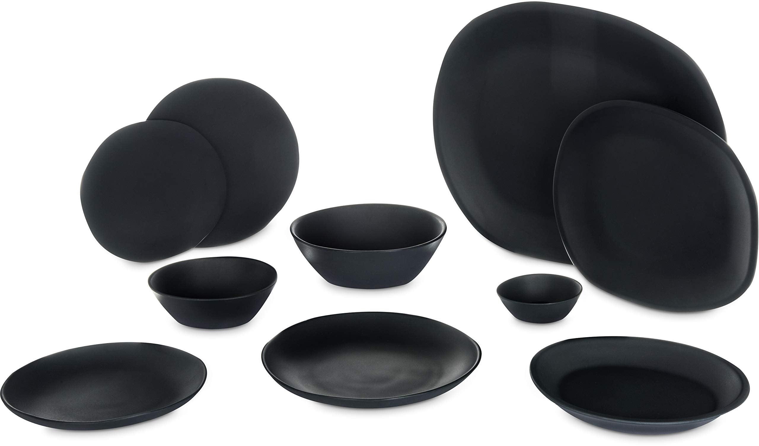 Carlisle FoodService Products Ridge Reusable Plastic Plate Dinner Plate for Home and Restaurant, Melamine, 10.5 Inches, Slate, (Pack of 12)