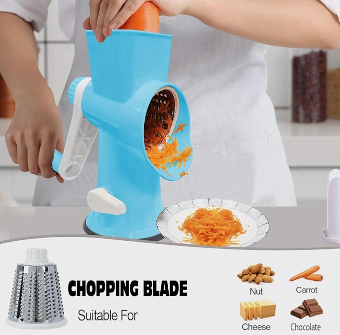 GOTOSOBAY Cheese Grater with Handle,Multifunctional Rotary Cheese Grater