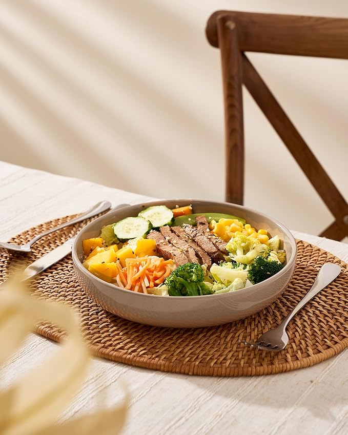 famiware Milkyway 33 oz Pasta Bowls Set of 6, Cinnamon Brown