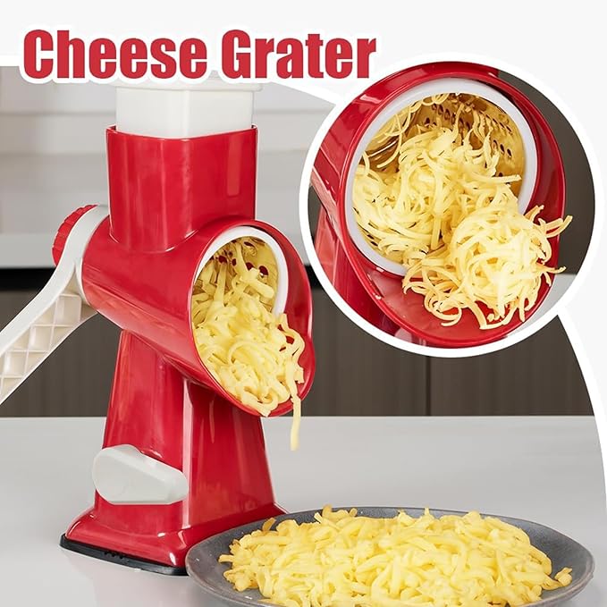 KalraMay Rotary Cheese Grater with Handle, Multifunctional Cheese Shredder