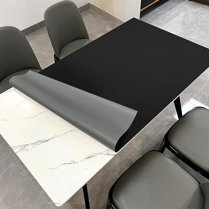 Zinkooat Faux Leather Table Cover,1.8mm Thick,36x60 Inch Table Protector,Table Protector For Dining Room Table,Dining Table Cover,Table Cover Protector,Protector Para Mesa De Comedor(Black+Gray,36x60)