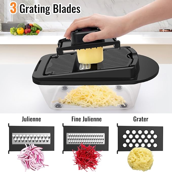 Ukeetap 8-Blade Cook Tool & Gadget Sets, Chopper Slicer Grater Set, Black