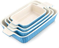 MALACASA Casserole Dishes for Oven, Ceramic Bakeware Set of 4, Blue