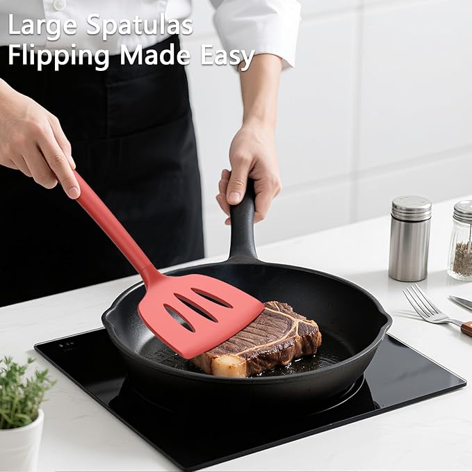 Coukre 3 Pack Silicone Spatula Set, Heat Resistant to 500°F, BPA-Free