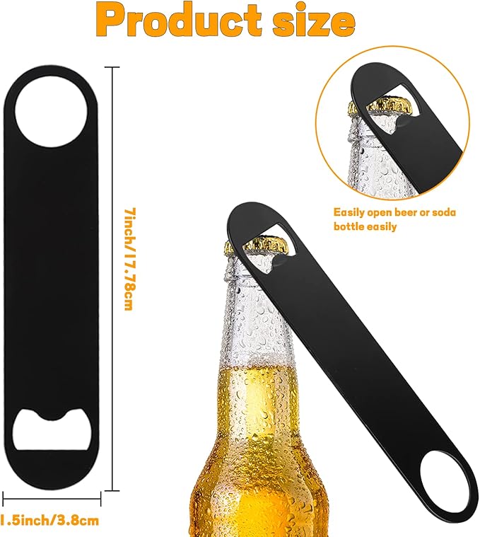 ZCYSRLQIN 30 Pcs Flat Bottle Opener 7 Inch Black Stainless Steel Beer bottle Openers Heavy Duty Bar Blade Solid Bottle Cap Opener Funny Bartender Bottle Opener for Kitchen Restaurant Party Supplies
