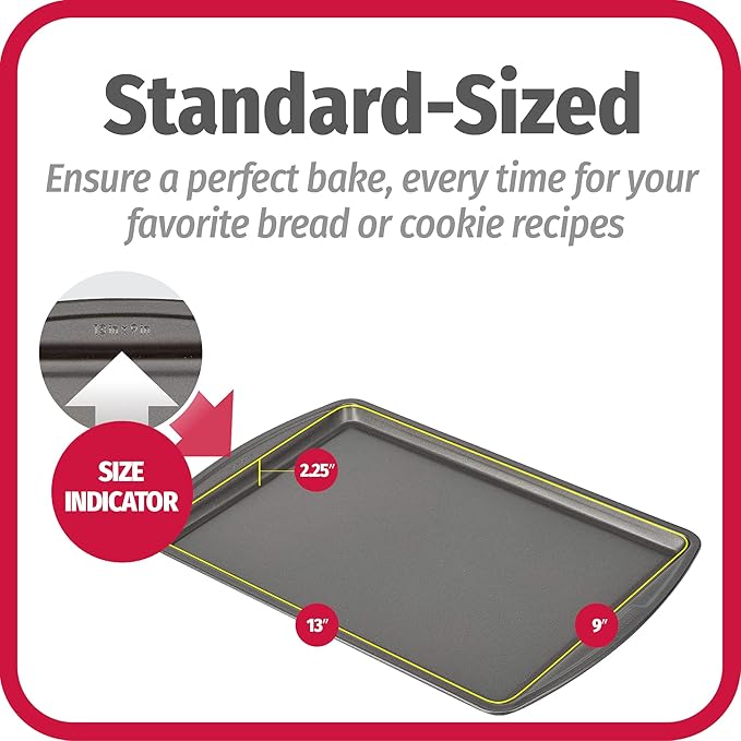 GoodCook Everyday Baking Sheet Set Nonstick Carbon Steel Standard-Sized Cookie Sheets for Even Baking, Bakeware Set Includes 3 Pans with Scratch-Resistant Finish, 13x9-Inch, Gray