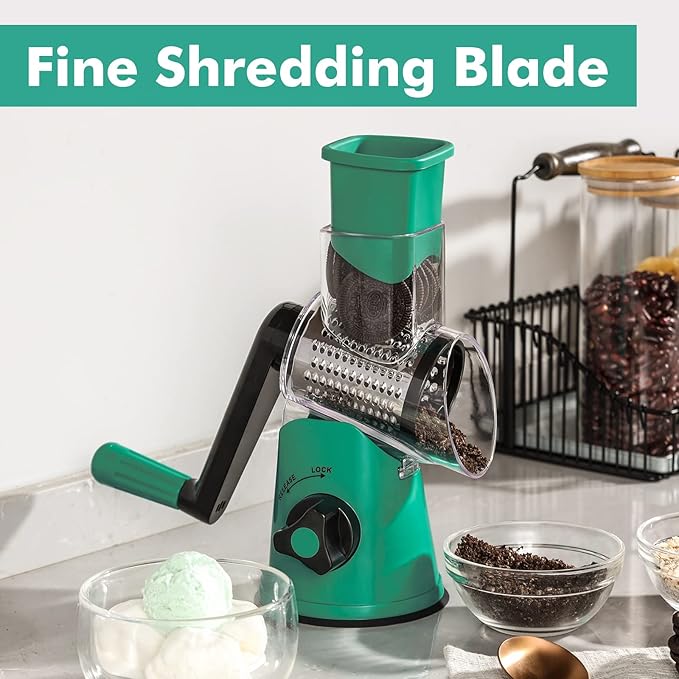 GDL Cheese Grater Hand Crank, Rotary Cheese shredder, Vegetable Slicer