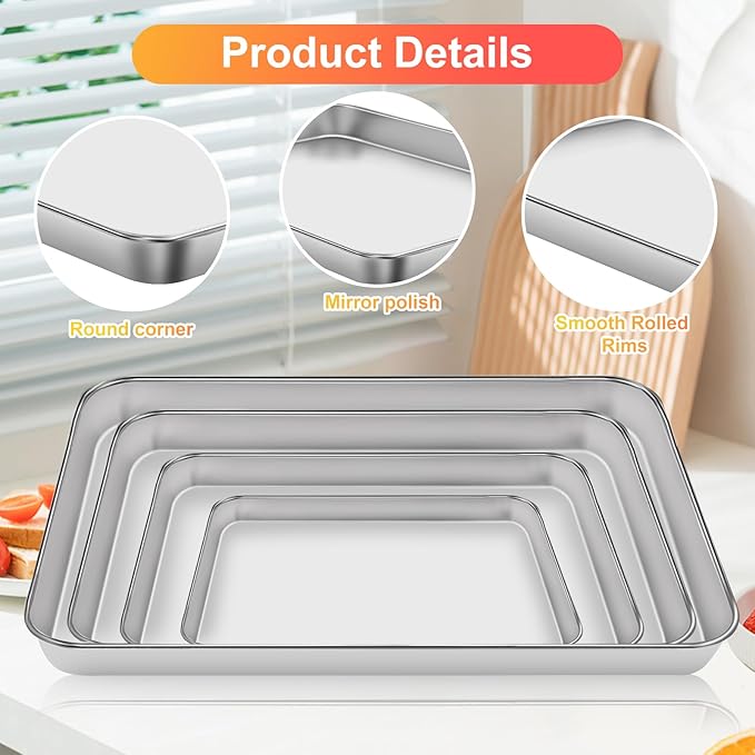 Gdotmely Baking Sheet Set, 4 Pack, 9 10 12 16 Inch