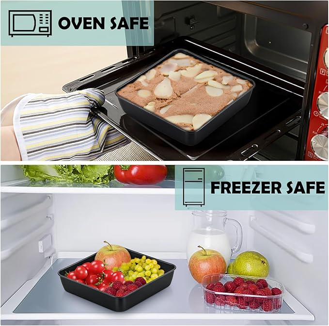 TeamFar 6x6 Inch Square Baking Pans, Coated Square Cake Brownie Lasagna Pan