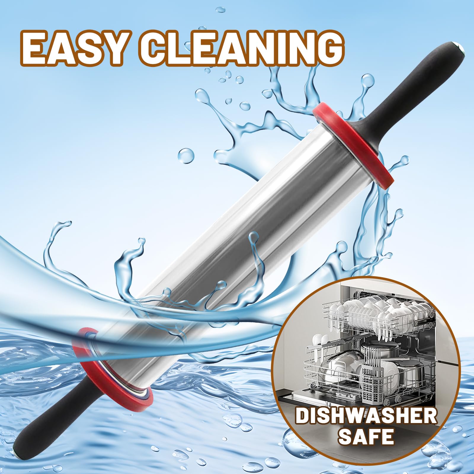SHIKORI Rolling Pin,Adjustable Rolling Pin with Thickness Rings