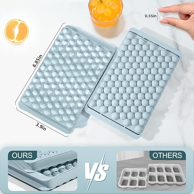 WIBIMEN Mini Ice Cube Trays for Freezer with Lid, 0.55" Pebble Ice