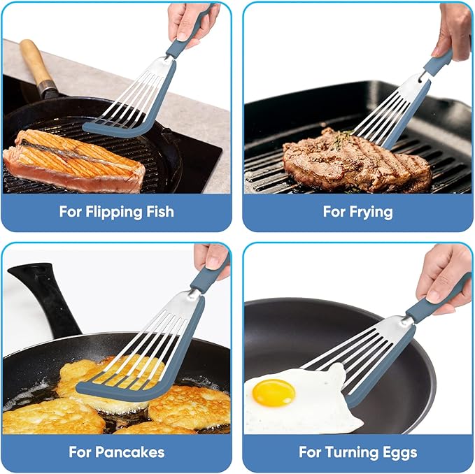 Silicone Fish Spatula for Nonstick Cookware,Thin Slotted Spatulas Turner