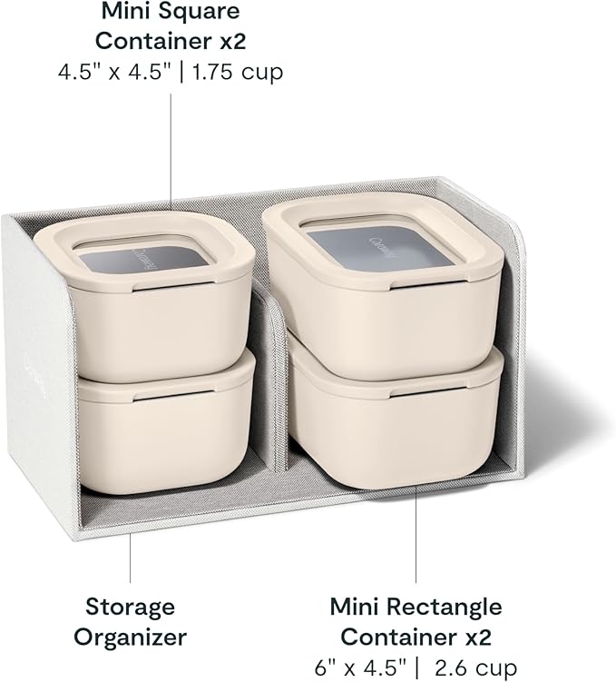 Caraway Mini Food Storage 9-Piece Set, Glass Storage Containers for Food