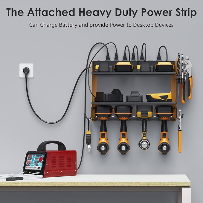 CCCEI Wall Mount Modular Tool Charging Organizer, Yellow, 1 Pack, 3 Tier.