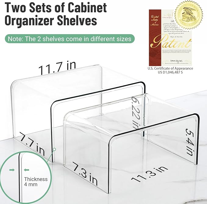 Bobomoment Clear Cabinet Organizer, Stackable Shelf Organizer Set of 2