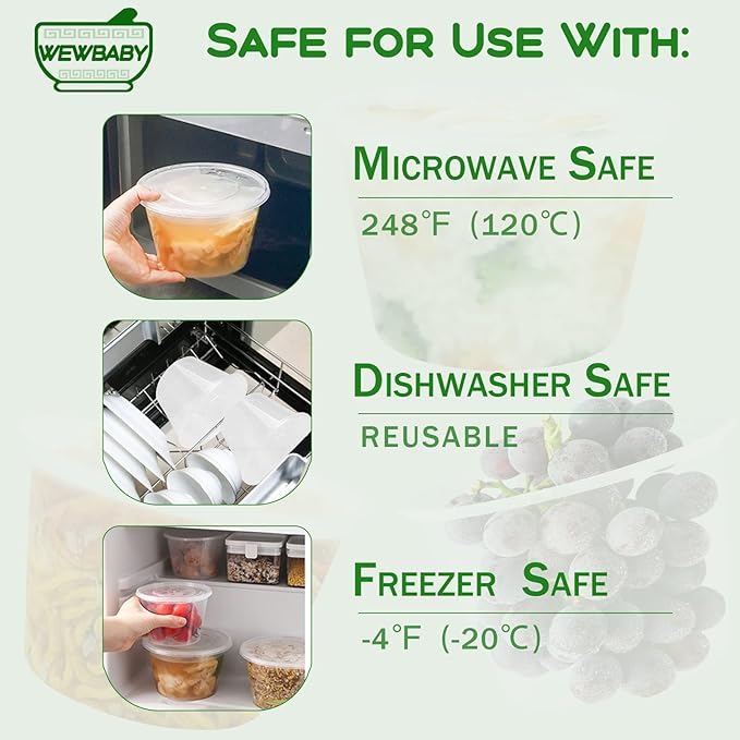 16 oz Deli Containers with Lids, 50 Pack Meal Prep Food Storage Containers