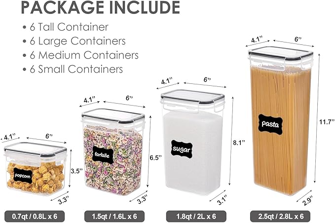 Vtopmart Airtight Food Storage Containers with Lids, 24 pcs, Black