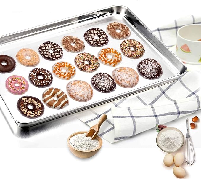 TeamFar Baking Sheet Set of 4, Stainless Steel Baking Pan Cookie Sheet