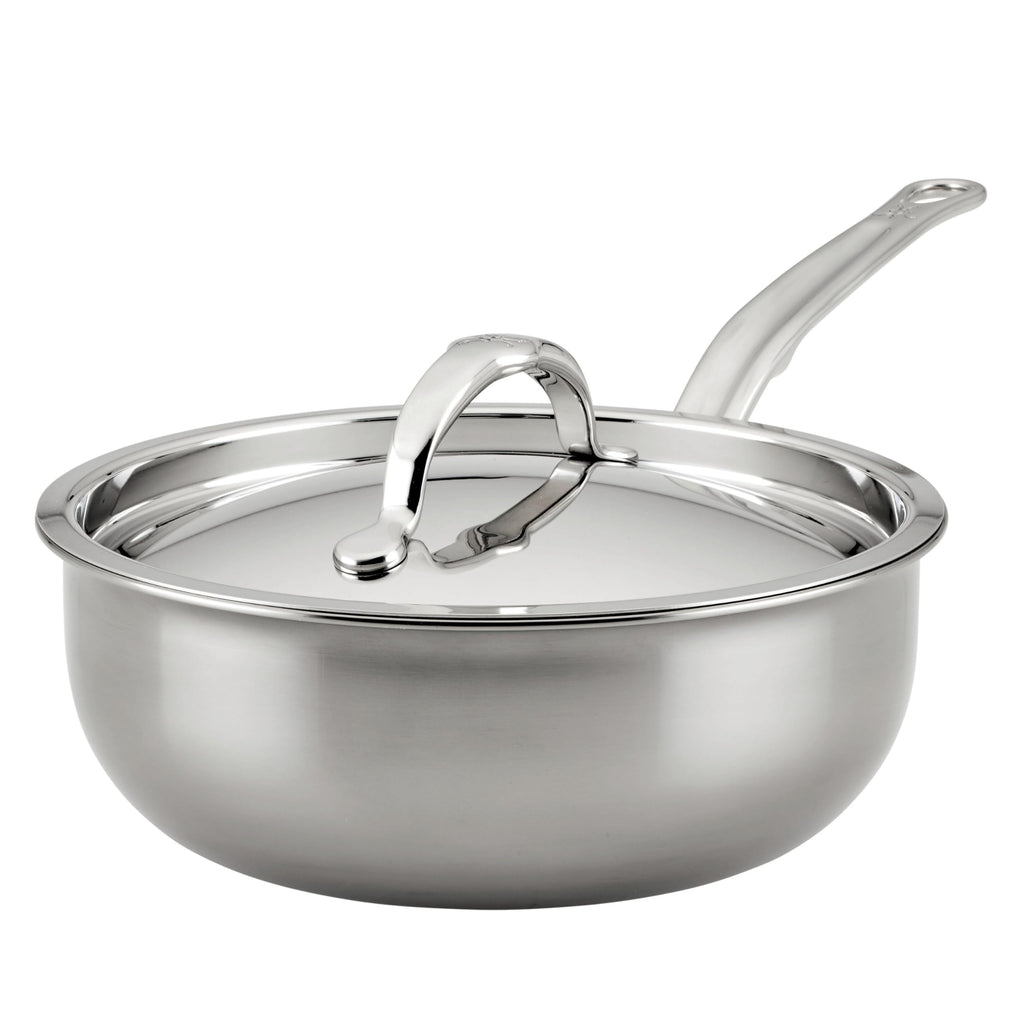 Hestan - NanoBond Collection - Titanium Stainless Steel Saucier Pan with Lid, Induction Cooktop Compatible, 2-Quart