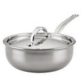 Hestan - NanoBond Collection - Titanium Stainless Steel Saucier Pan with Lid, Induction Cooktop Compatible, 2-Quart