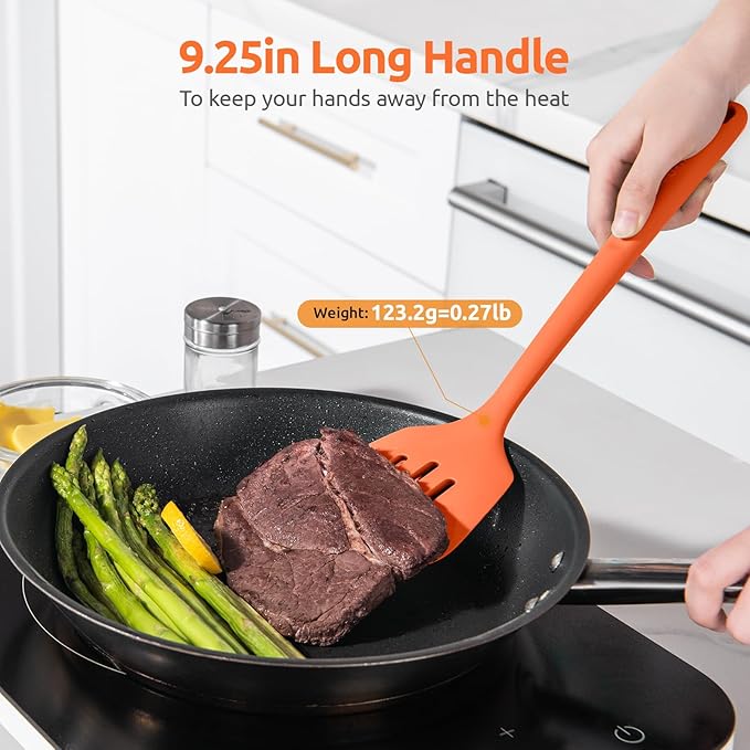 U-Taste Silicone Turner Slotted Spatula, 13.6" Long/3.7" Wide, Orange