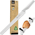 CoquusAid Upgrade Bread Knife for Homemade Bread, World‘s 1st Double Serrated Knife for Crusty Sourdough, 11.6 Inch Stainless Steel Bread Slicer, Professional Sourdough Cutter, Ideal Gift, White