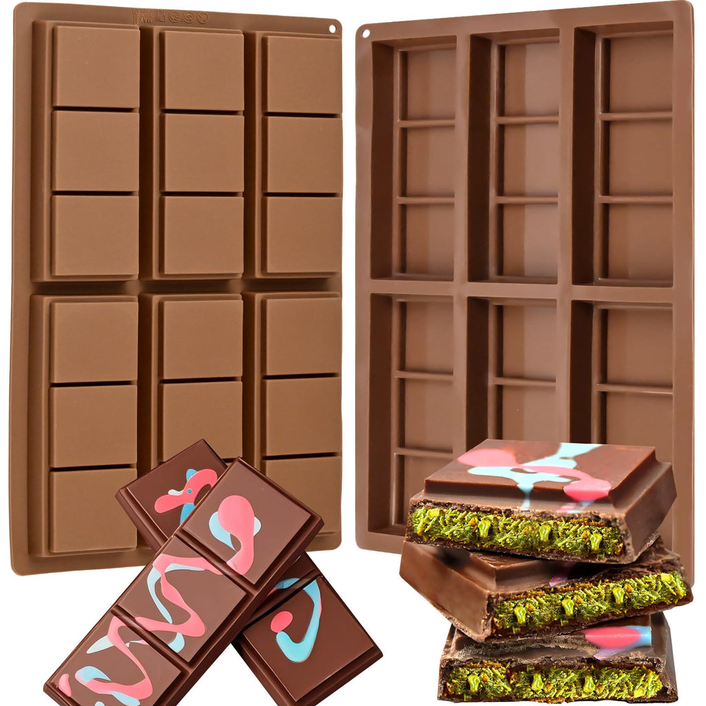 Chocolate Bar Molds for Dubai Pistachio, 2 Pack Square Chocolate Mold