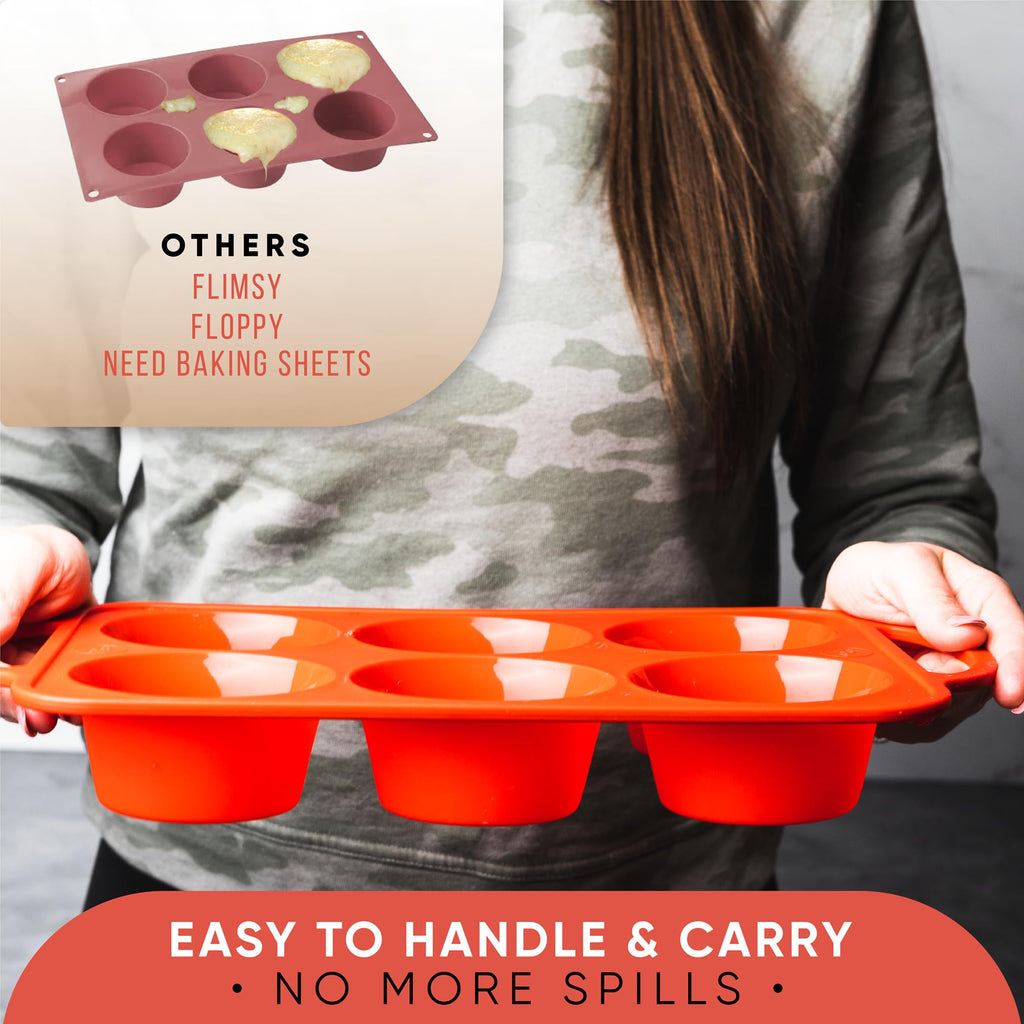 Silicone Muffin Pan, Regular Size 6 Cup Nonstick Cupcake Pan, BPA-Free
