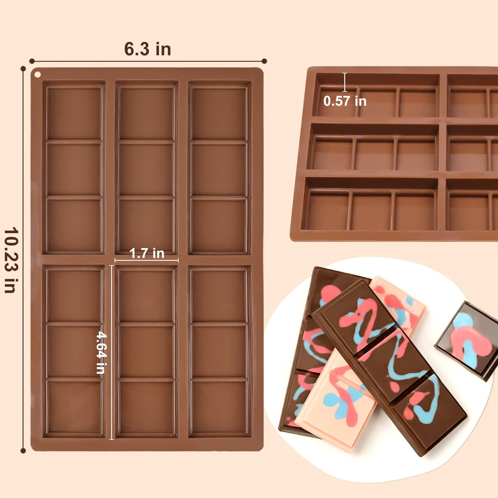 Chocolate Bar Molds for Dubai Pistachio, 2 Pack Square Chocolate Mold