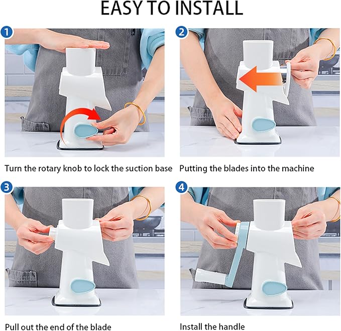 EDEFISY Cheese Grater Hand Crank Rotary Vegetables Shredder with Handle