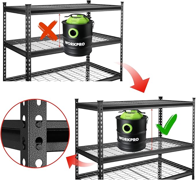 WORKPRO 5-Tier Adjustable Metal Shelving, 48”Wx24”Dx72”H, 4000LBS Capacity